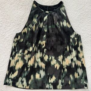 Banana Republic Black and Green Patterned Blouse